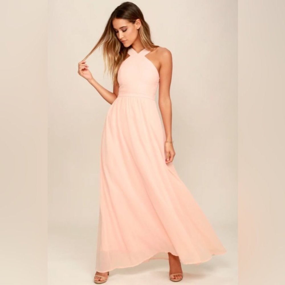 Lulus Air of Romance Peach Maxi Dress